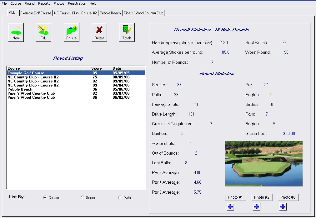 Screenshot of Golf Tracker